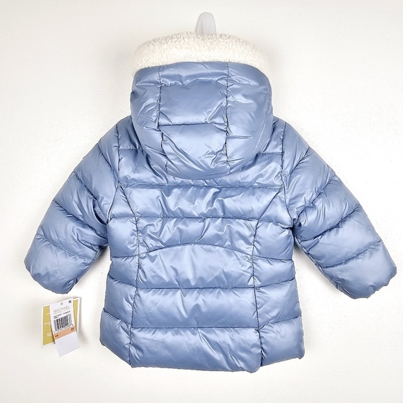 Michael Kors Chambray Blue Sherpa-Lined Puffer Coat NWT 2T - Picture 2 of 16